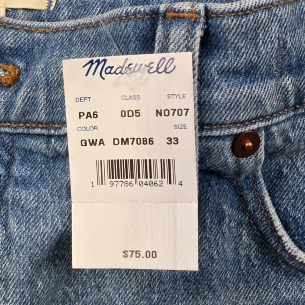 Madewell Perfect Mid-Length Jean Shorts Womens Size 33 Light Wash Denim NWT $75